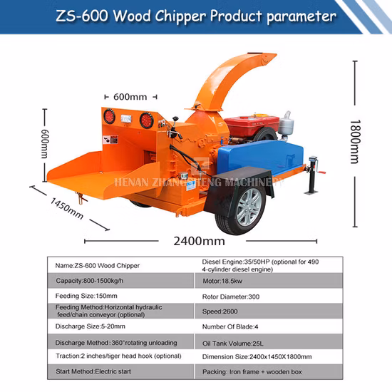 Trituratore cippatore idraulico professionale da 6 pollici per legno per trinciatrice