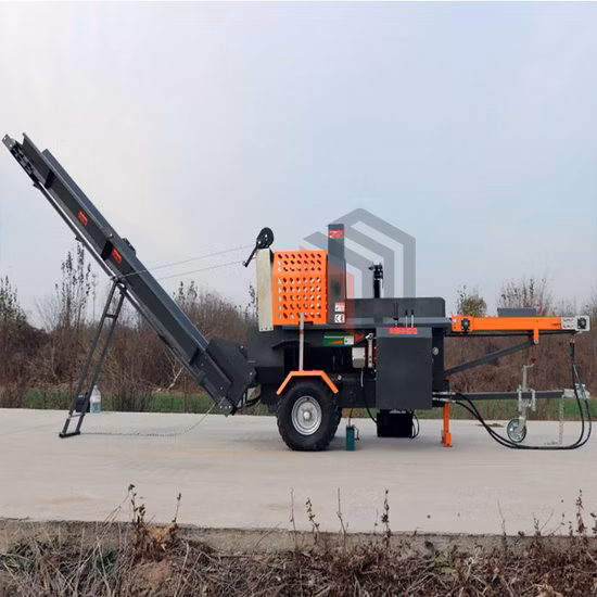 Spaccalegna in legno mobile diesel diesel elettrico a benzina elettrico tirato da trattori per macchinari forestali 8t 12ton 20t 25t 30t 50t con TUV CE